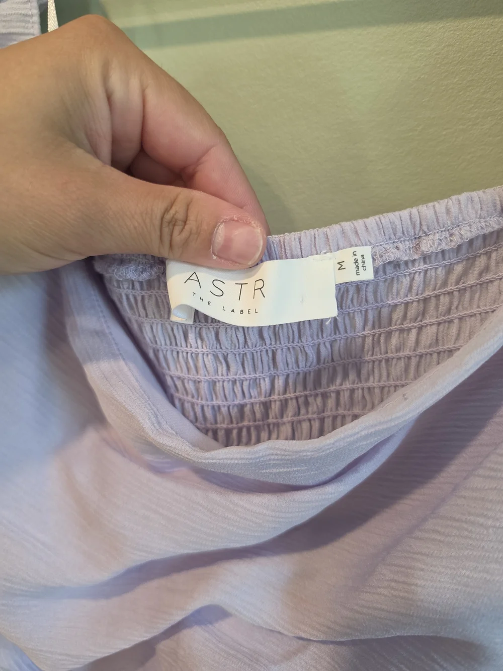 Astr Lilac Ruched Puff Sleeve Blouse